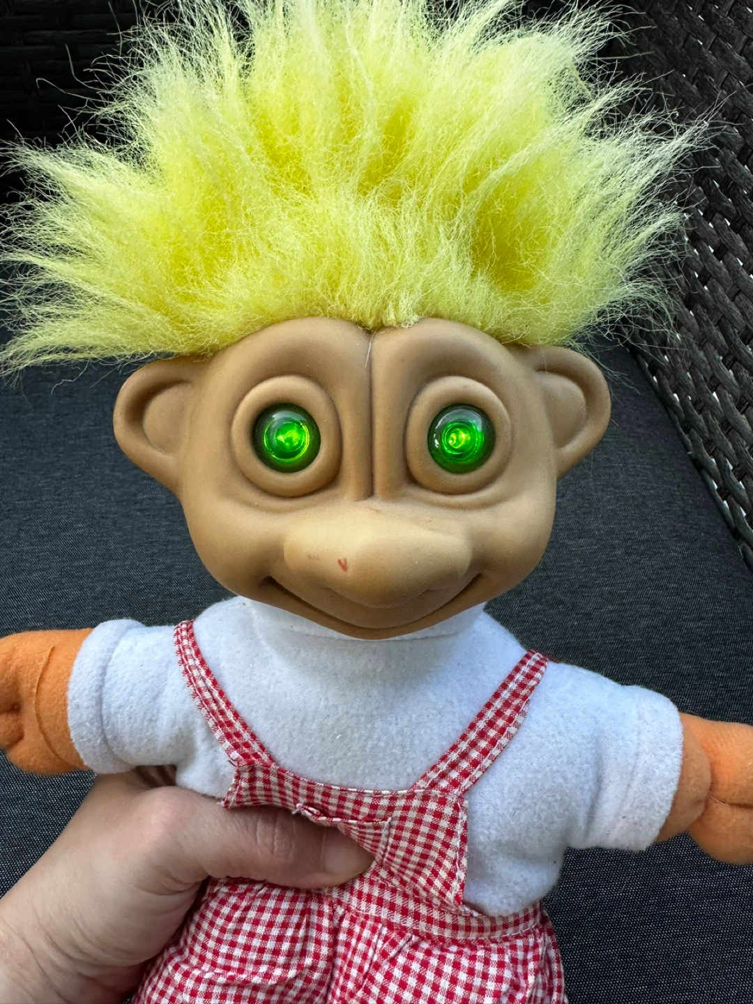 RARE Vintage Troll Doll with Yellow Hair and Green Eyes - photo 5