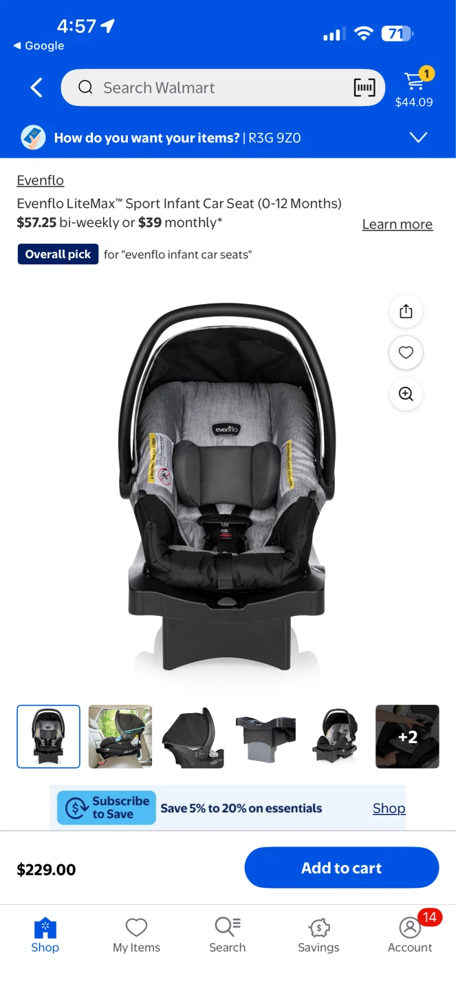 Evenflo LiteMax Sport Infant Car Seat