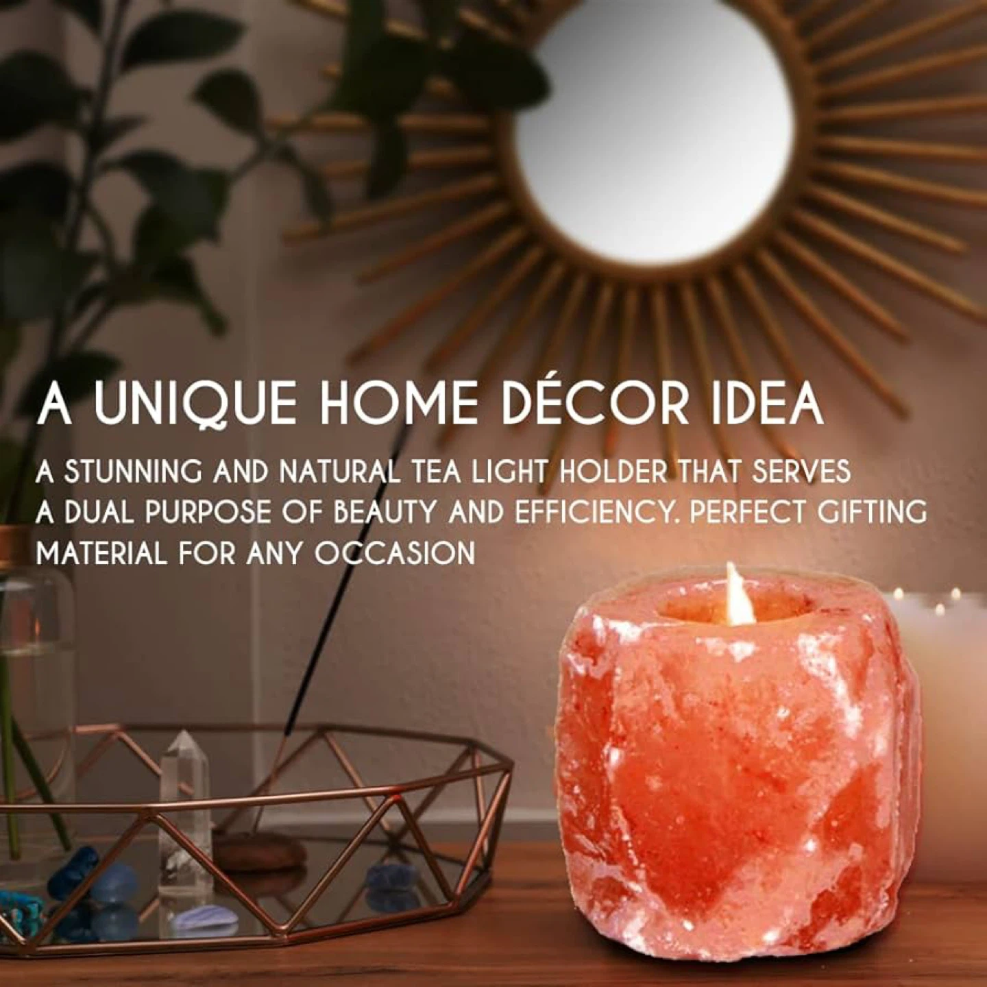 Sundhed Salt Lamp_Tea Light Candle Holder_Natural Light Pink_NWT - photo 4