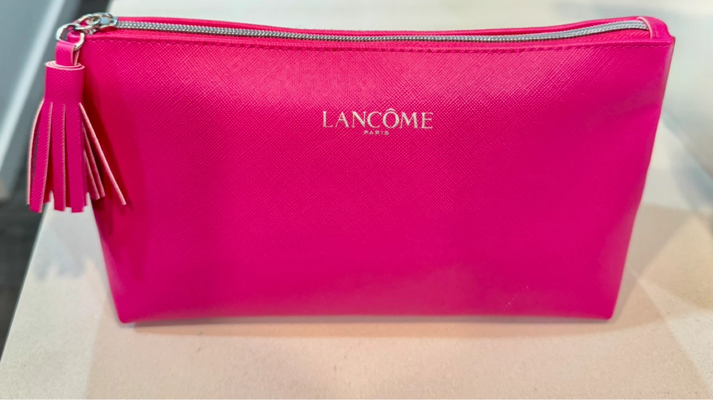 LANCOME Hot Bright Pink Zipper Cosmetic Pouch with Tassel_NWOT