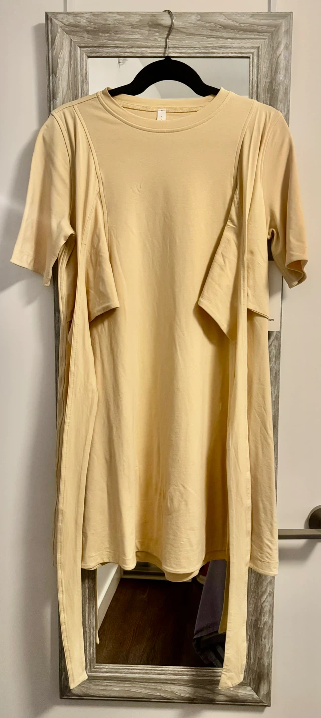 Lululemon Short-Sleeve Wrap-Detail Dress_Cream/Beige_Size 6_NWT - photo 4