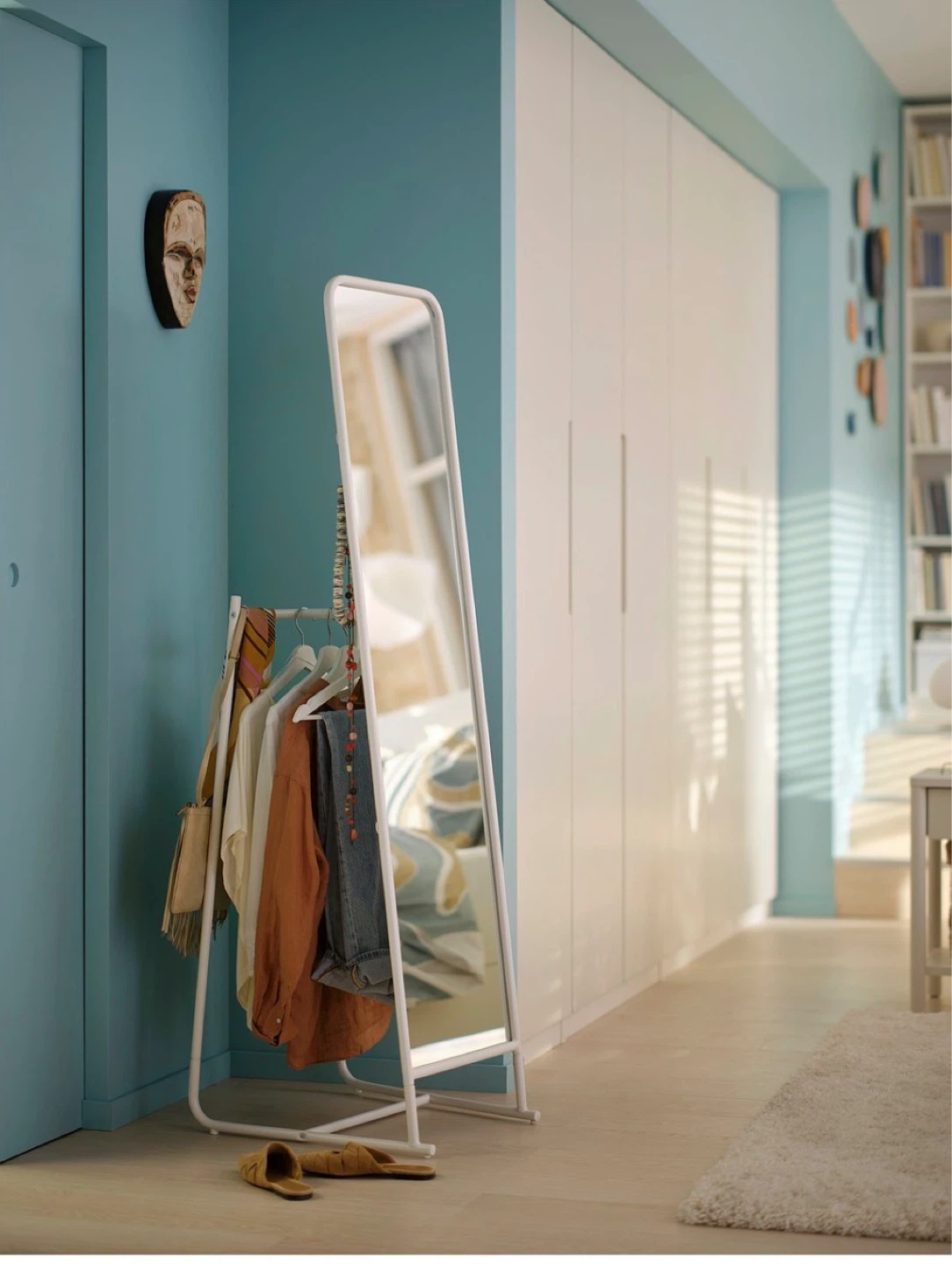 IKEA White Full Length Mirror with Clothes Rack - photo 3