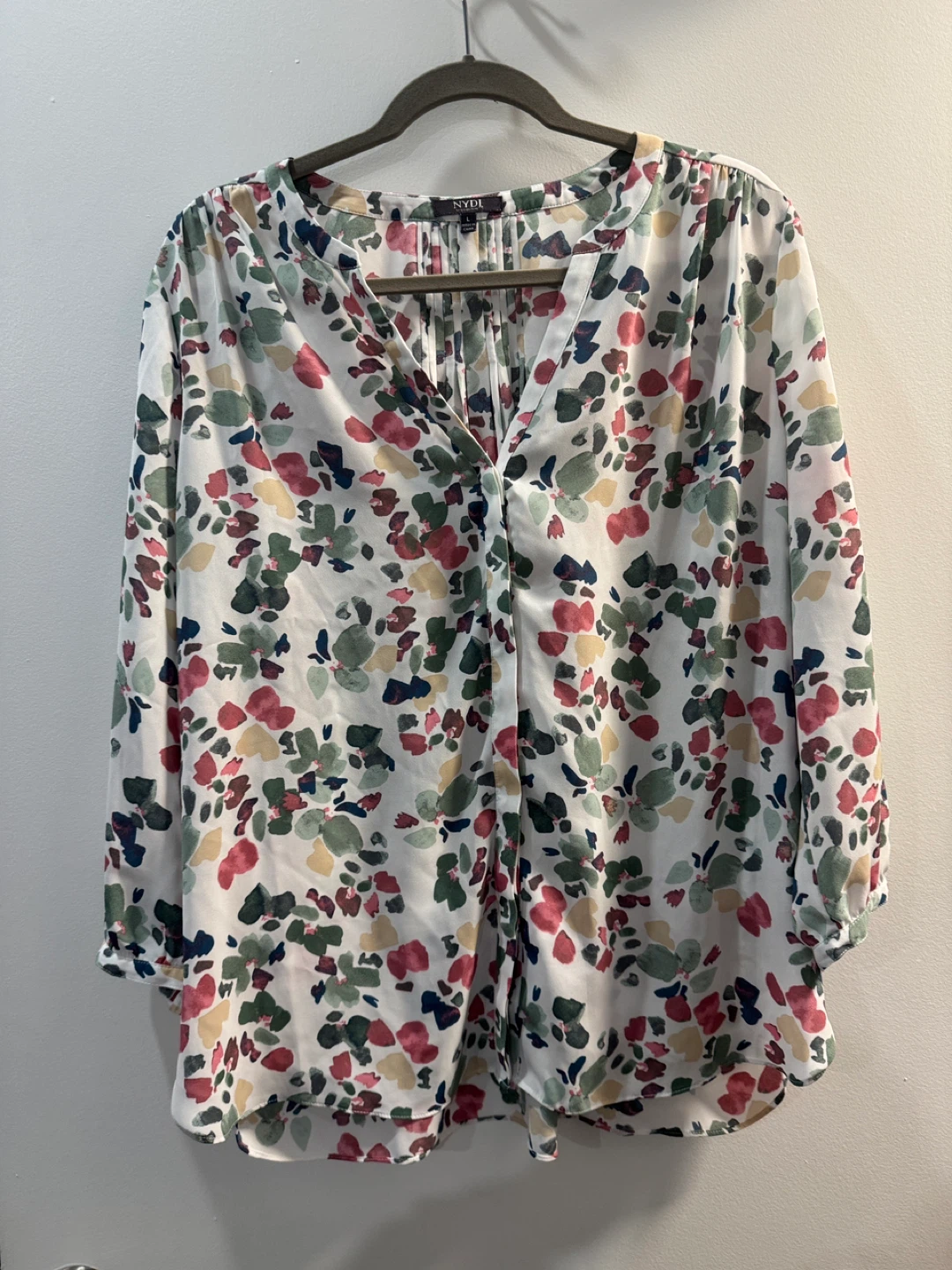 NYDJ Floral Print V-Neck Blouse