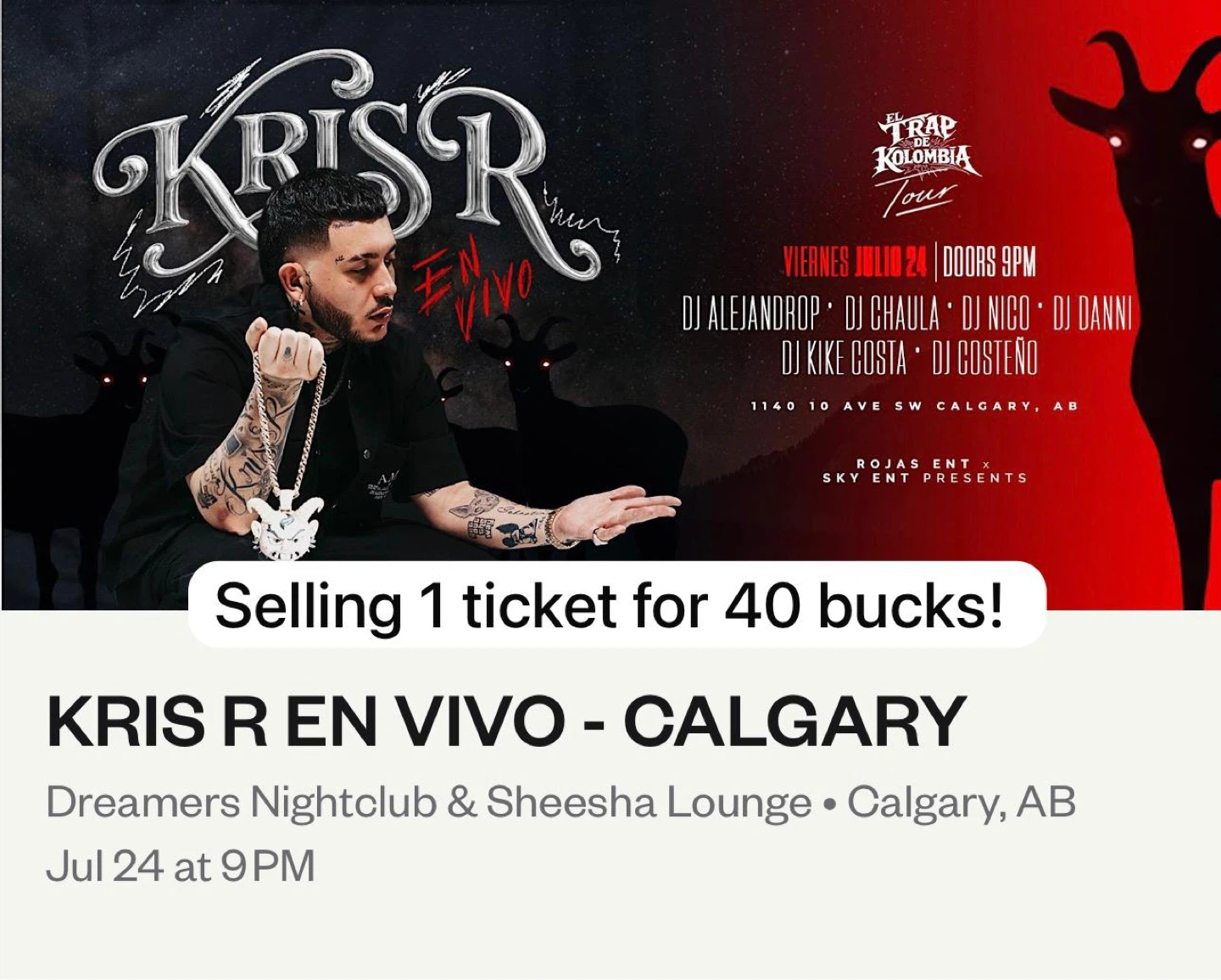 Kris R En Vivo Ticket - Calgary