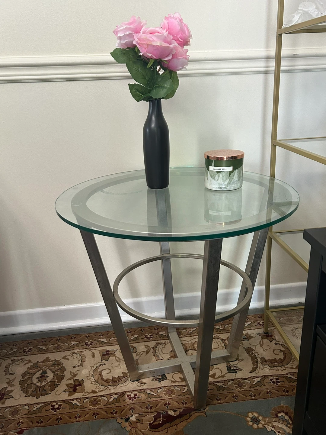 Glass Top Accent Table with Metal Frame - photo 3