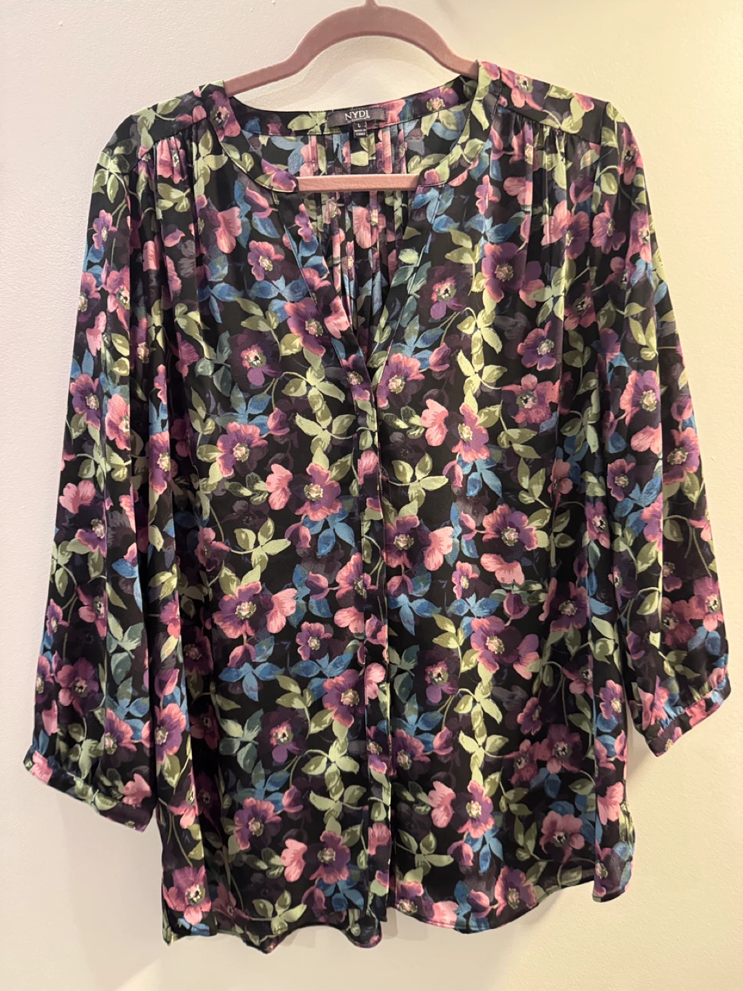 NYDJ Floral V-Neck Blouse
