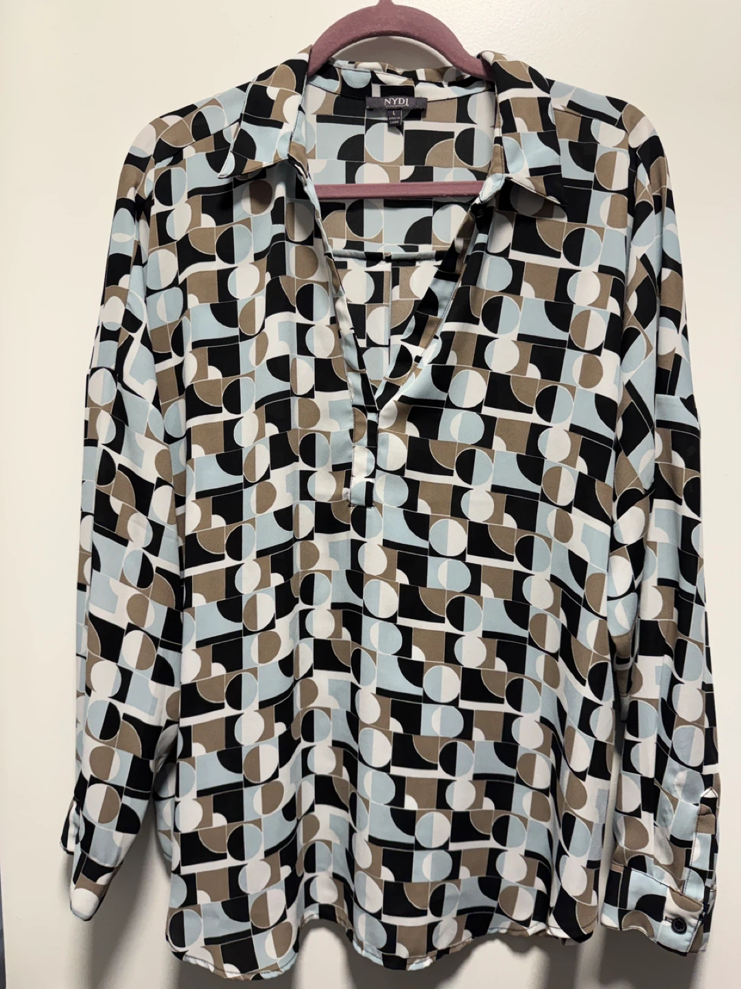 NYDJ Geometric Print Button-Up Blouse