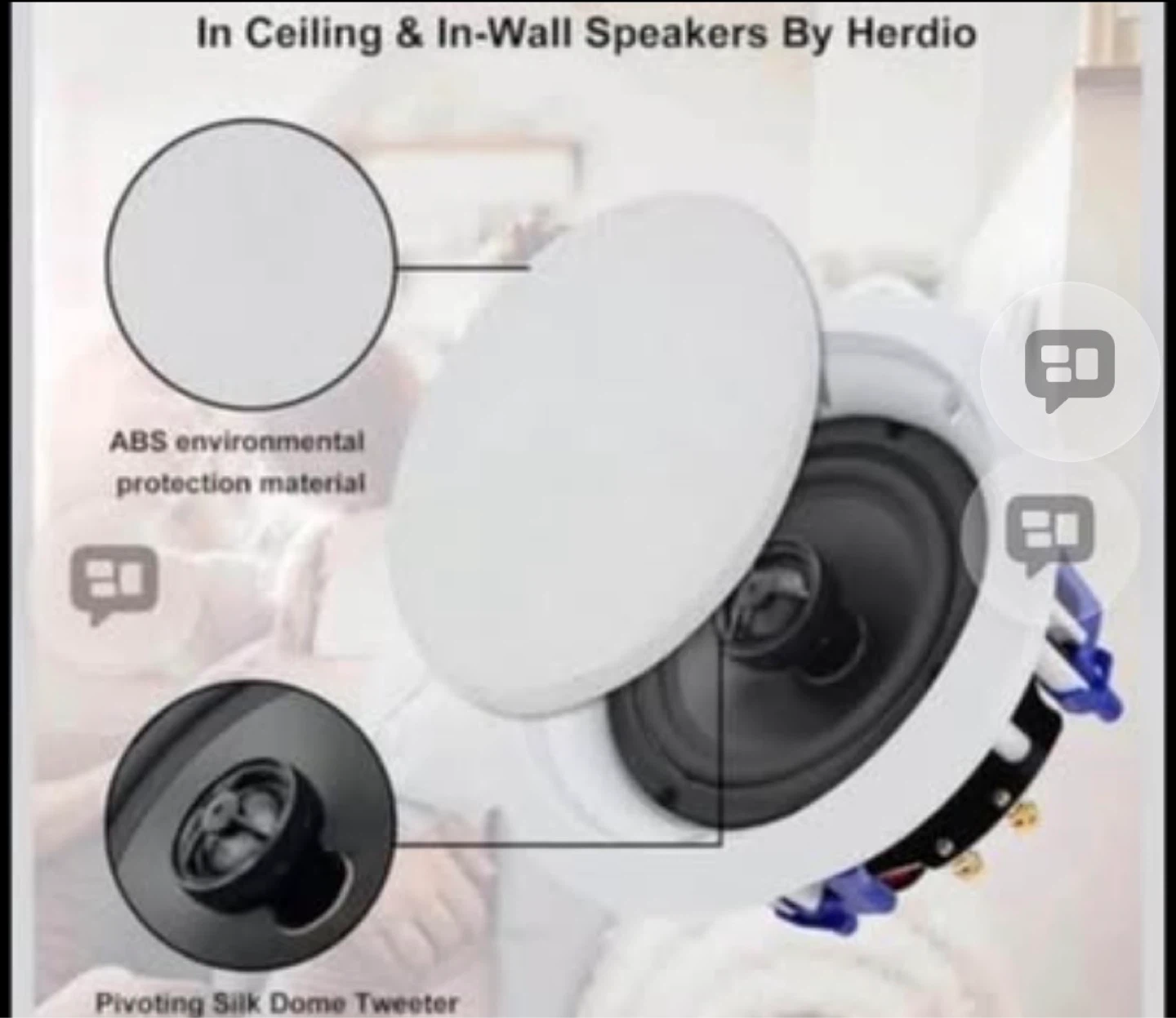 Bluetooth Ceiling Speakers Max Power 600W 2-Way  Wall Mount - photo 3