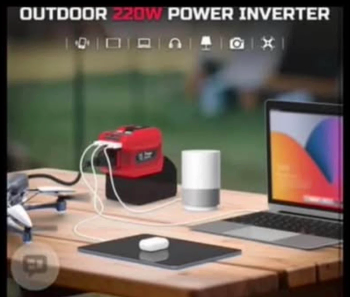 Red Portable Power Inverter with USB and AC Outputs - photo 5