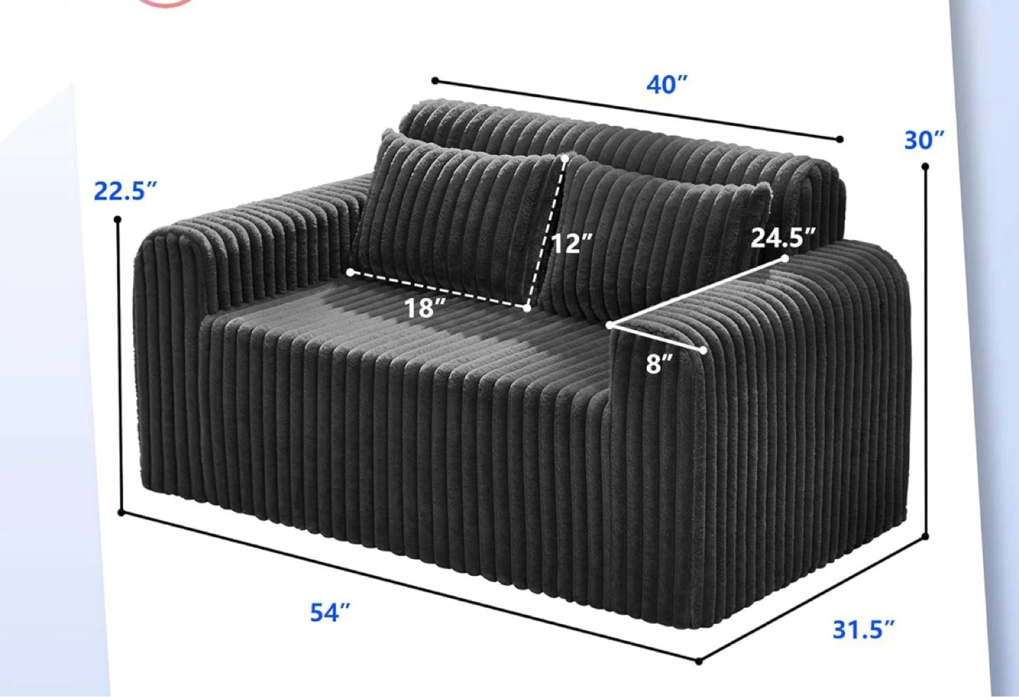 Dark Grey Corduroy Accent Chair - photo 2