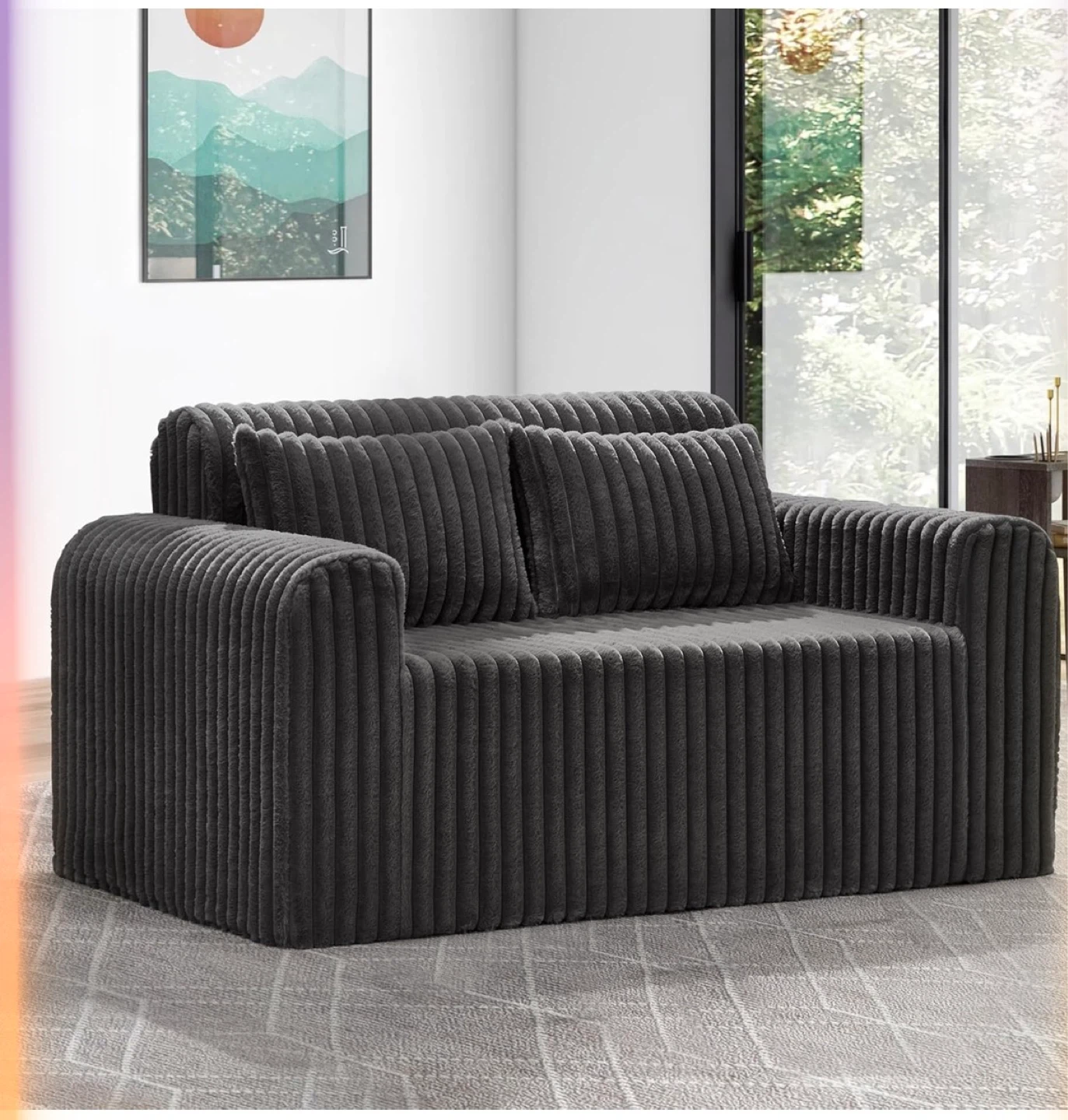 Dark Grey Corduroy Accent Chair