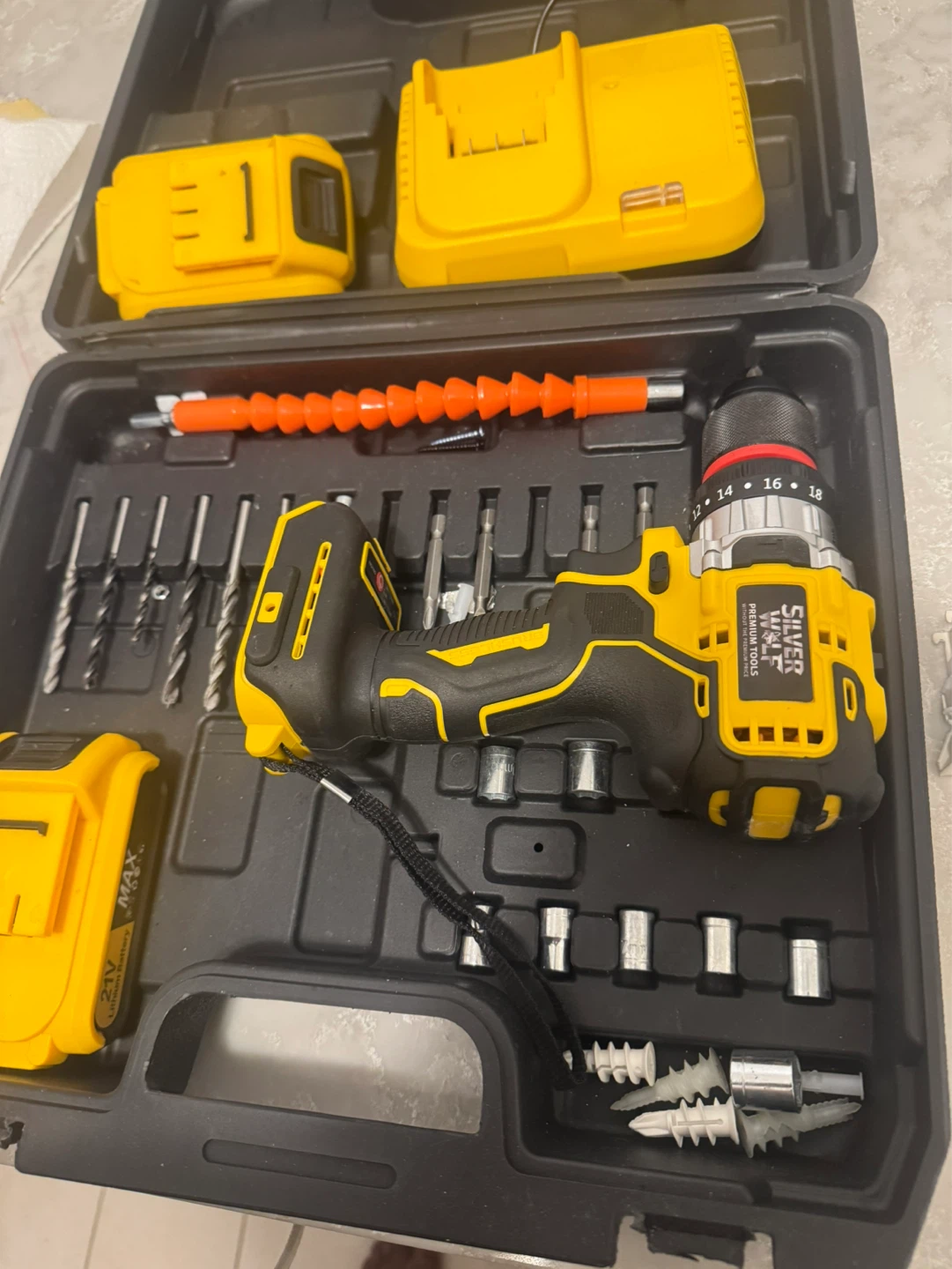 Silver 21V Cordless Drill Set with Accessories - photo 2