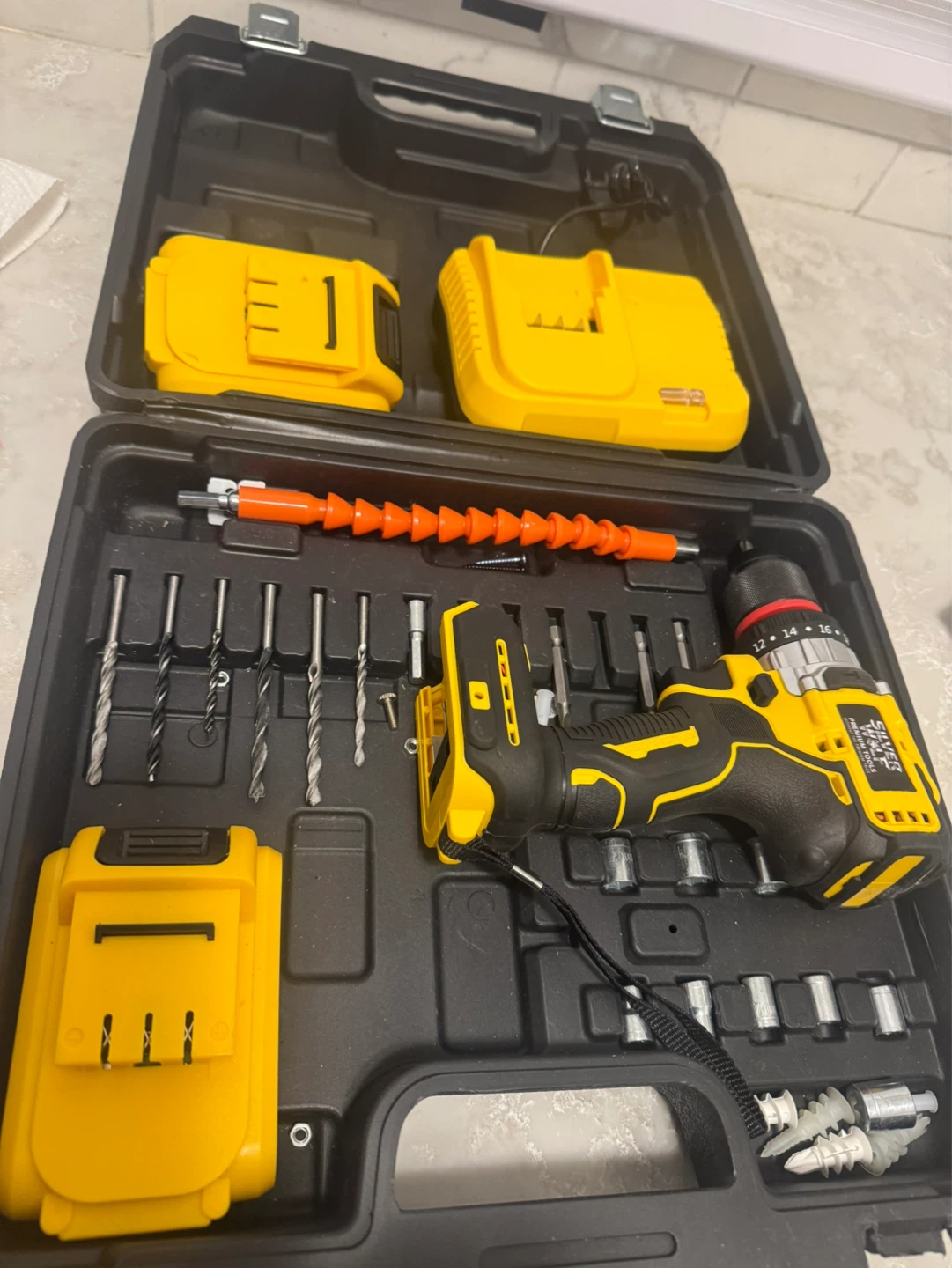 Silver 21V Cordless Drill Set with Accessories - photo 3