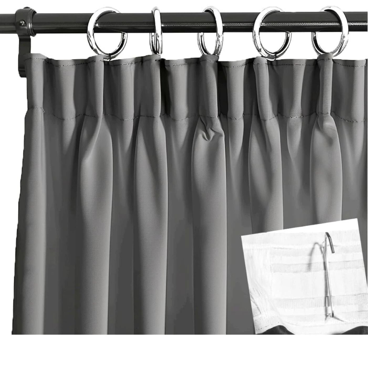 PANVUOUS Room Divider Blackout Curtain - Grey, 120" x 96"