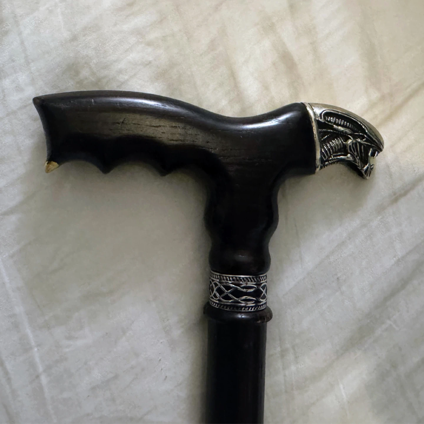 Unique Handcrafted Solid Oak Xenomorph Cane Walking Stick - photo 5