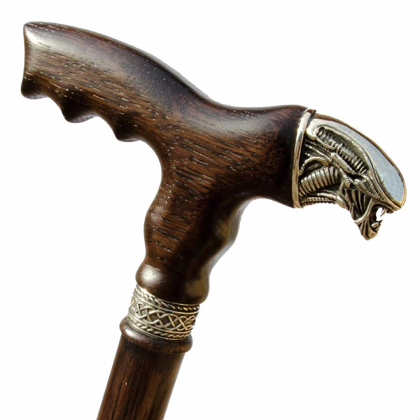 Unique Handcrafted Solid Oak Xenomorph Cane Walking Stick