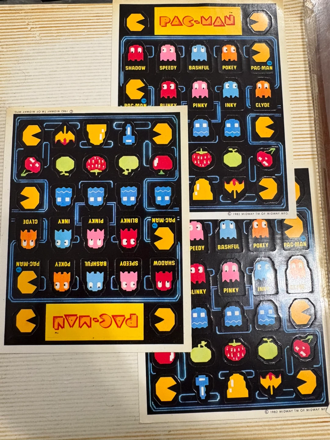 Vintage Pac-Man Stickers Sheet - 1982 Midway