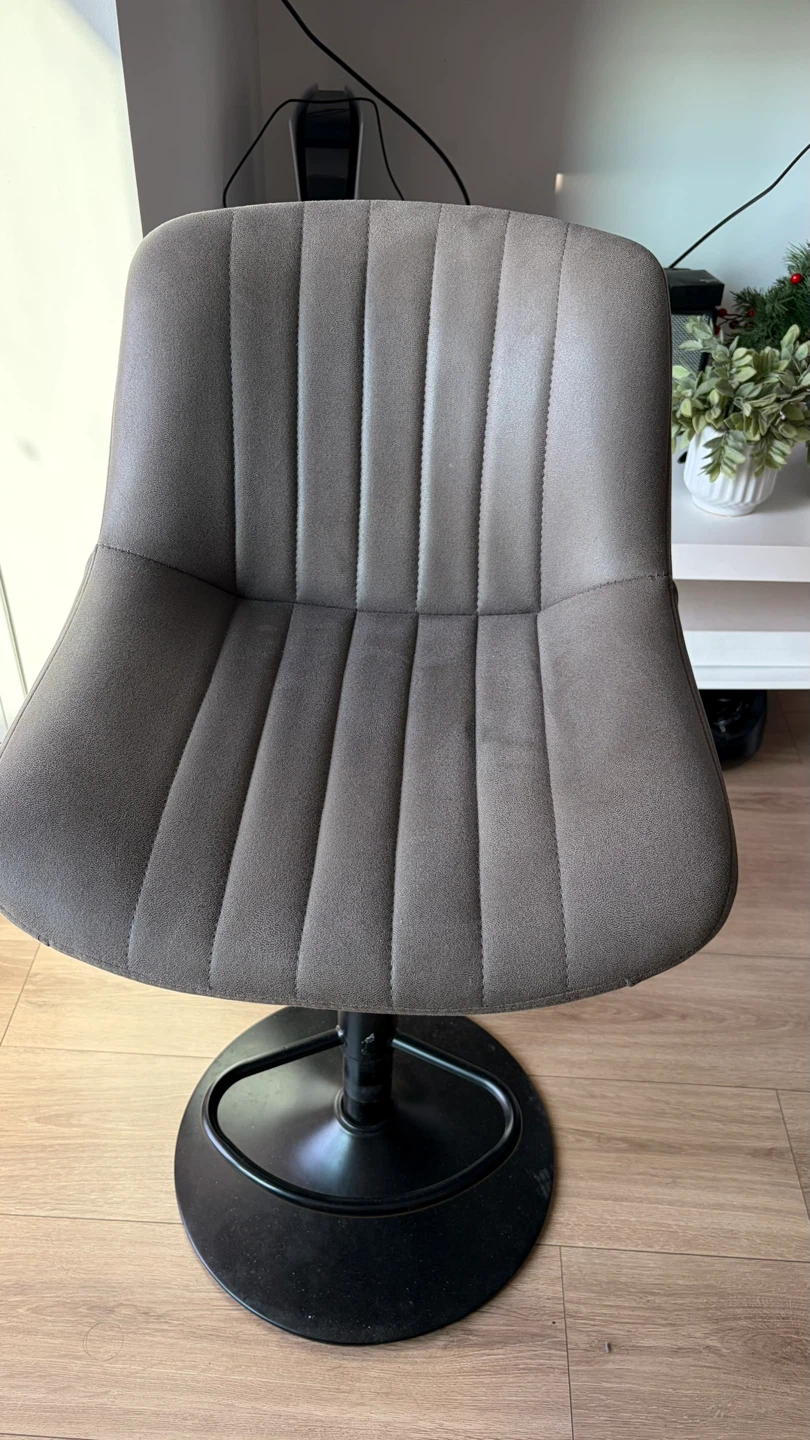 Set of Two Grey Upholstered Bar Stools
