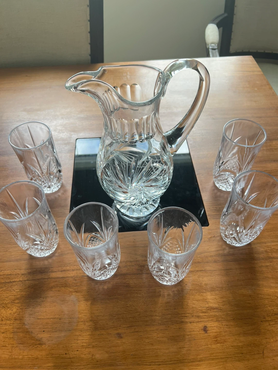 Crystal Pitcher and 6 Glasses Set