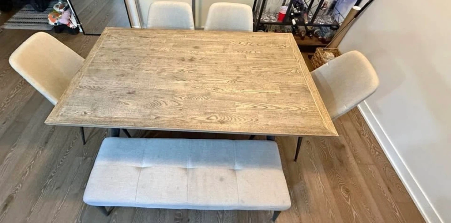 Macsen Dining Set - Table, Bench, 4 Chairs