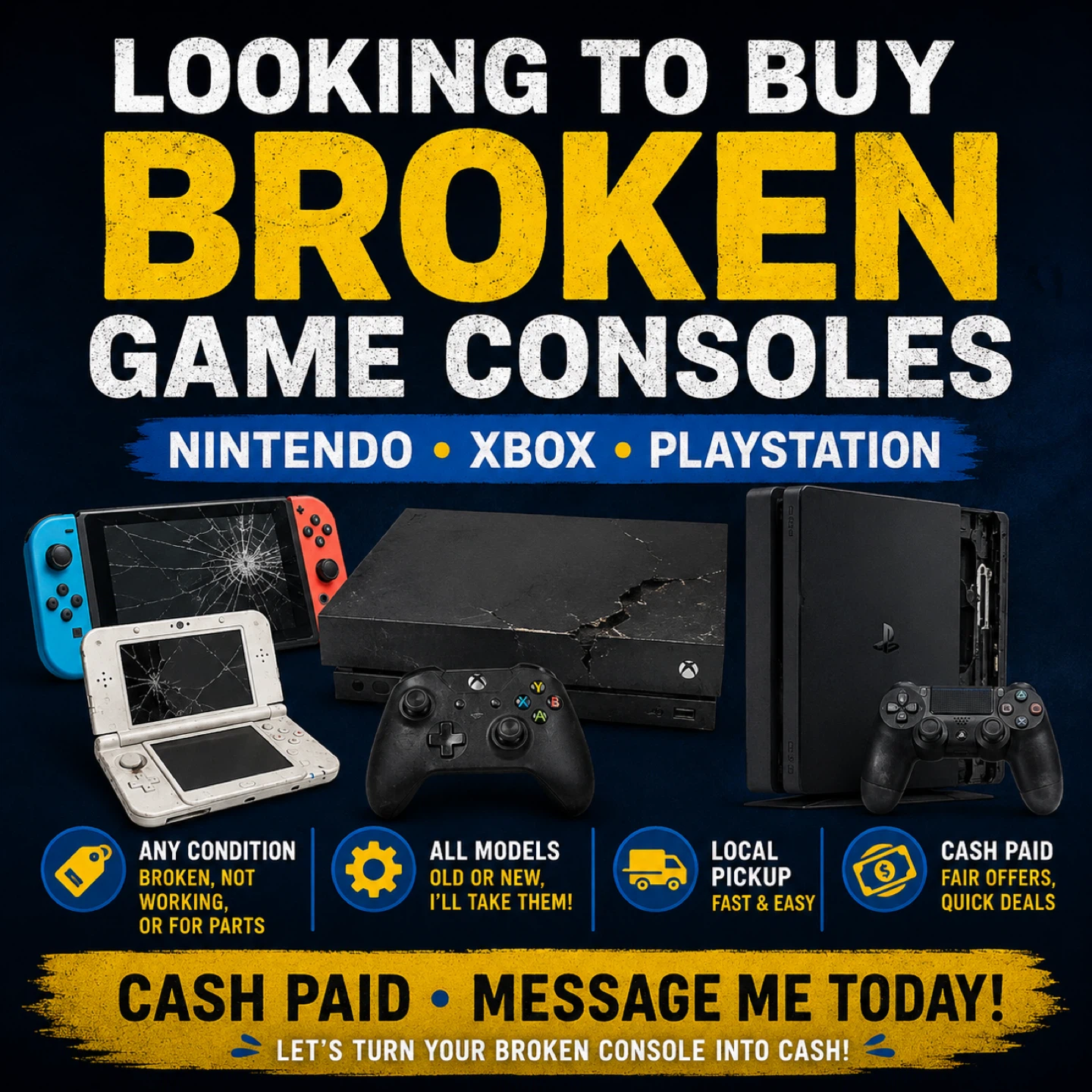BROKEN Game Consoles Wanted - Cash Paid