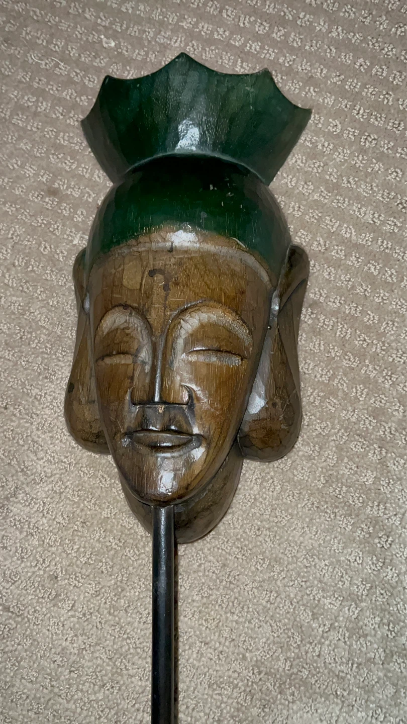 Wooden Asian Style Head Display on Stand