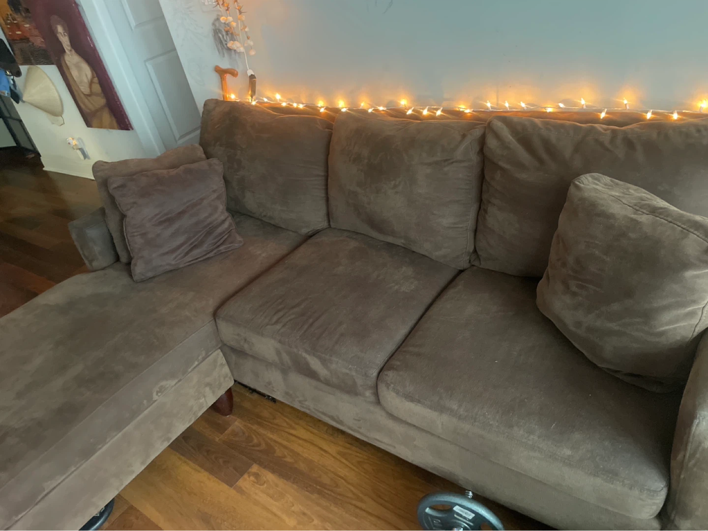 Brown Sectional Sofa with Chaise