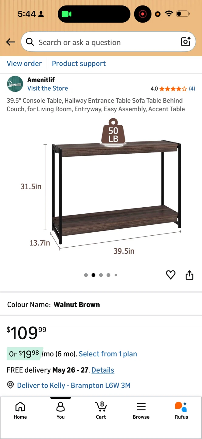 Amenitlif 39.5" Console Table - Walnut Brown - photo 2