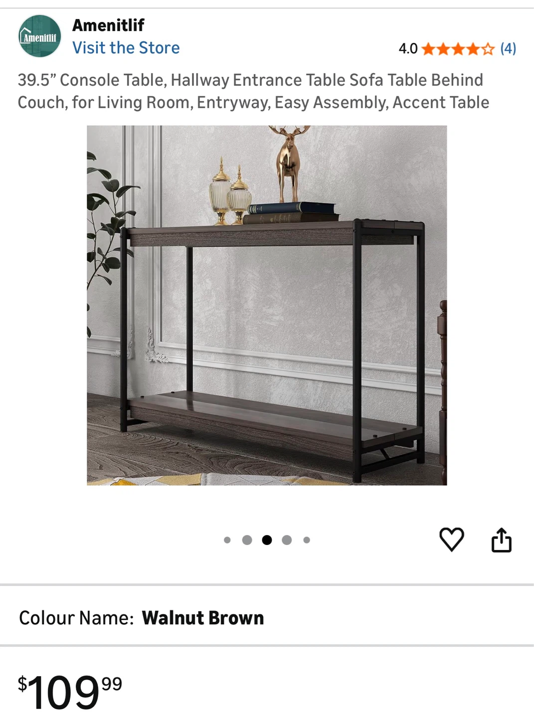 Amenitlif 39.5" Console Table - Walnut Brown