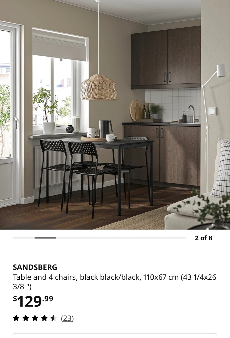 SANDSBERG Table and 4 Chairs - Black - photo 2