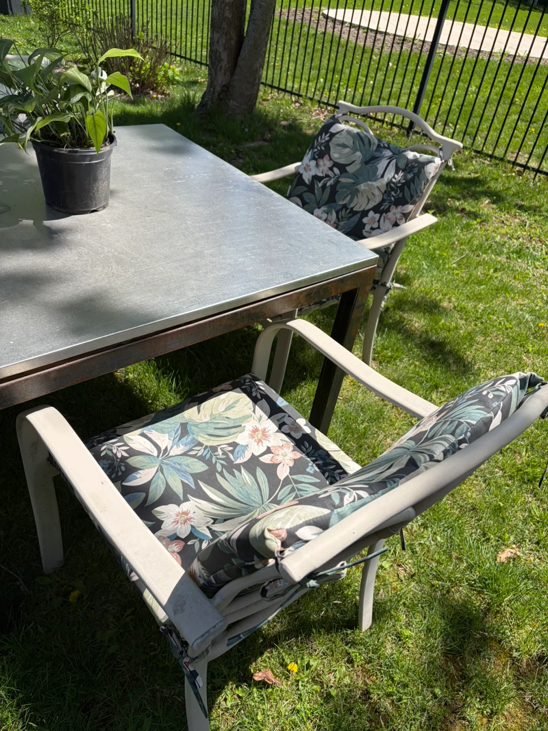 Metal Patio Table with 4 Cushioned Chairs - photo 5