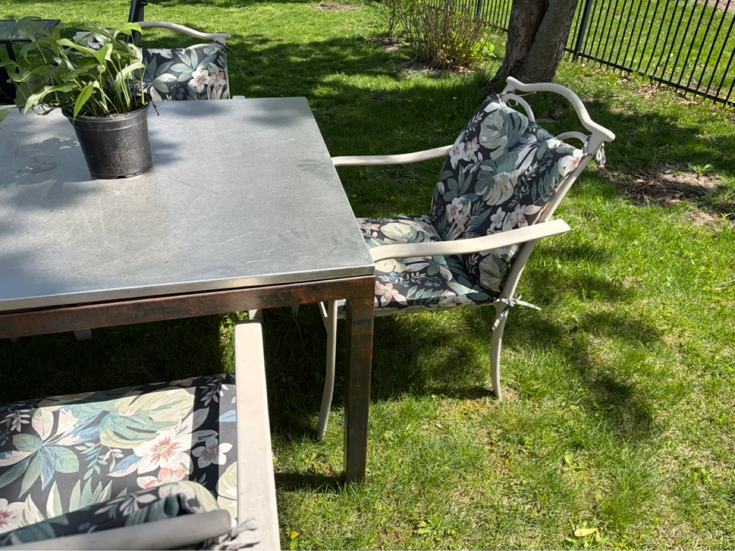 Metal Patio Table with 4 Cushioned Chairs - photo 4