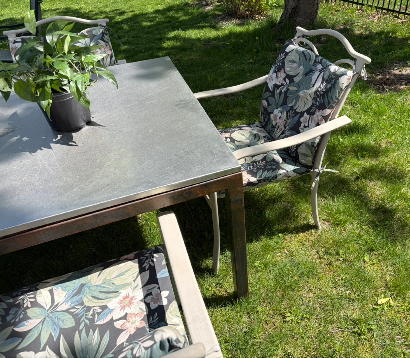Metal Patio Table with 4 Cushioned Chairs - photo 3