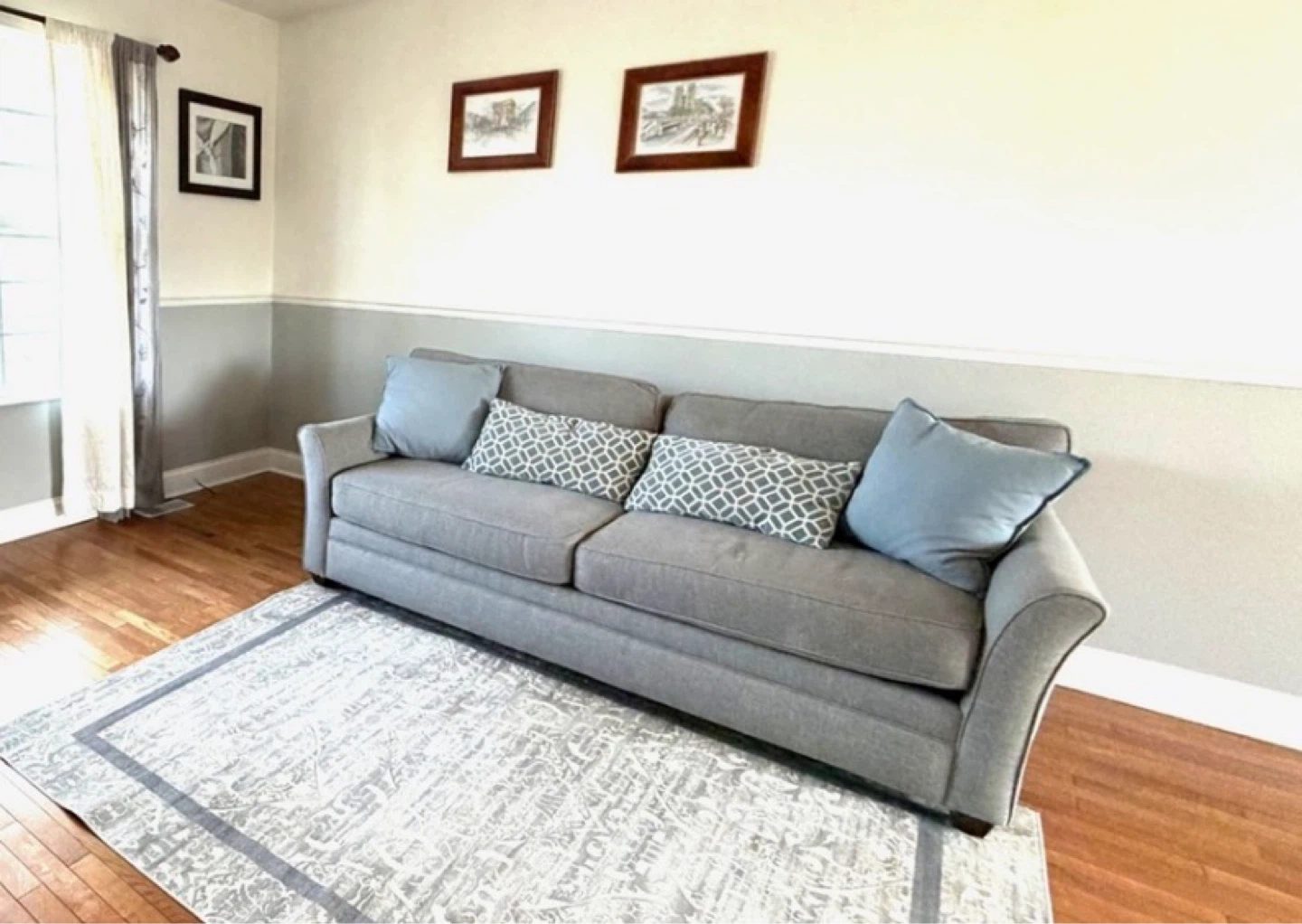 Gray Sofa with Throw Pillows