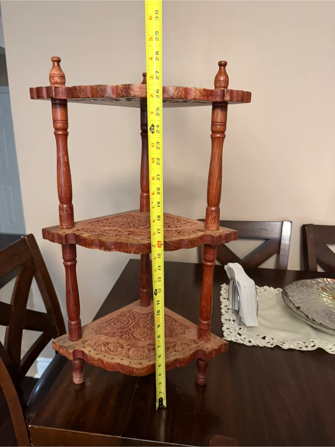 Carved Wood Corner Shelf - photo 3
