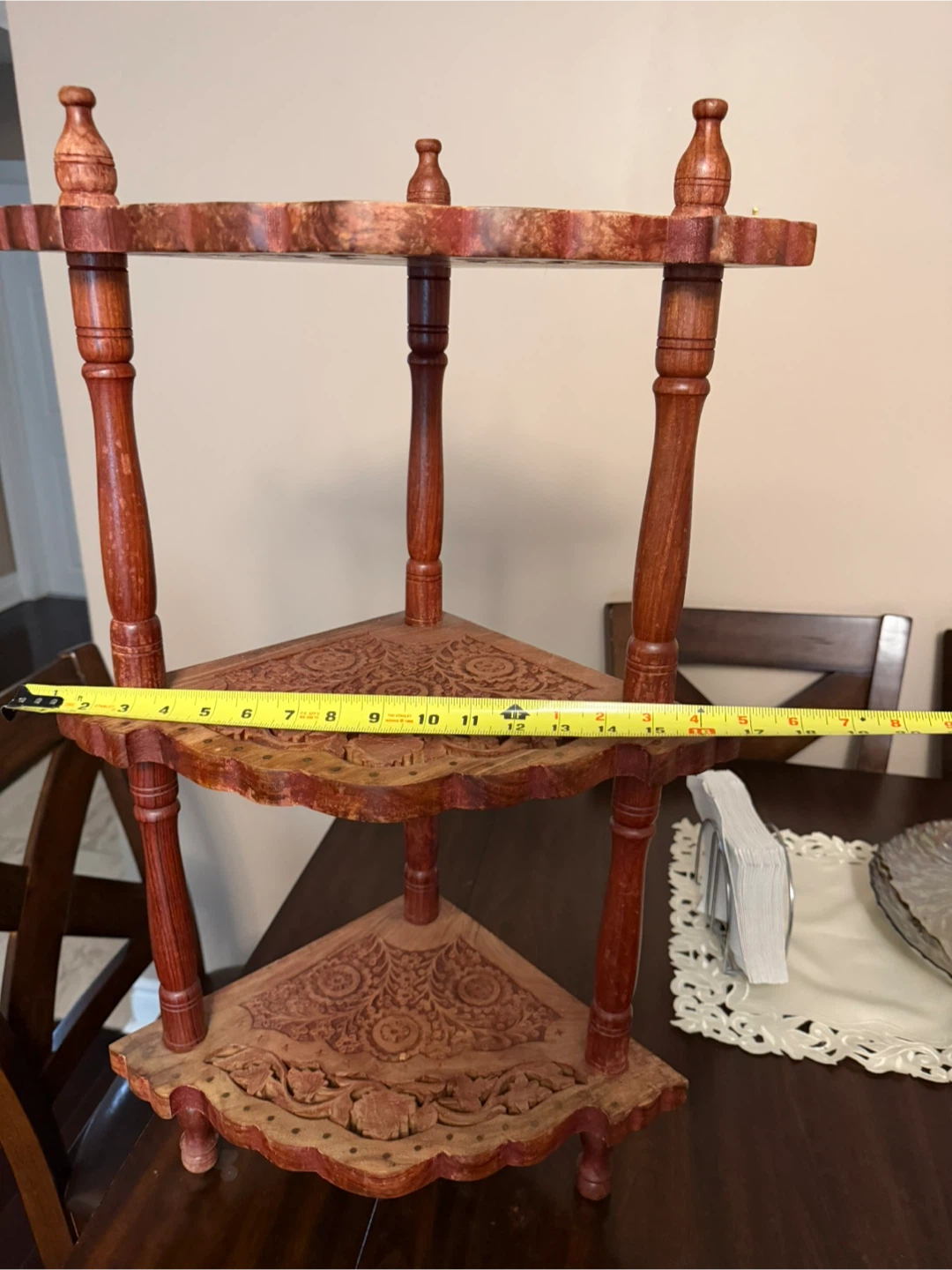 Carved Wood Corner Shelf - photo 2