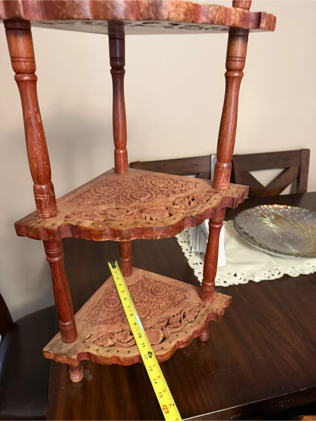 Carved Wood Corner Shelf