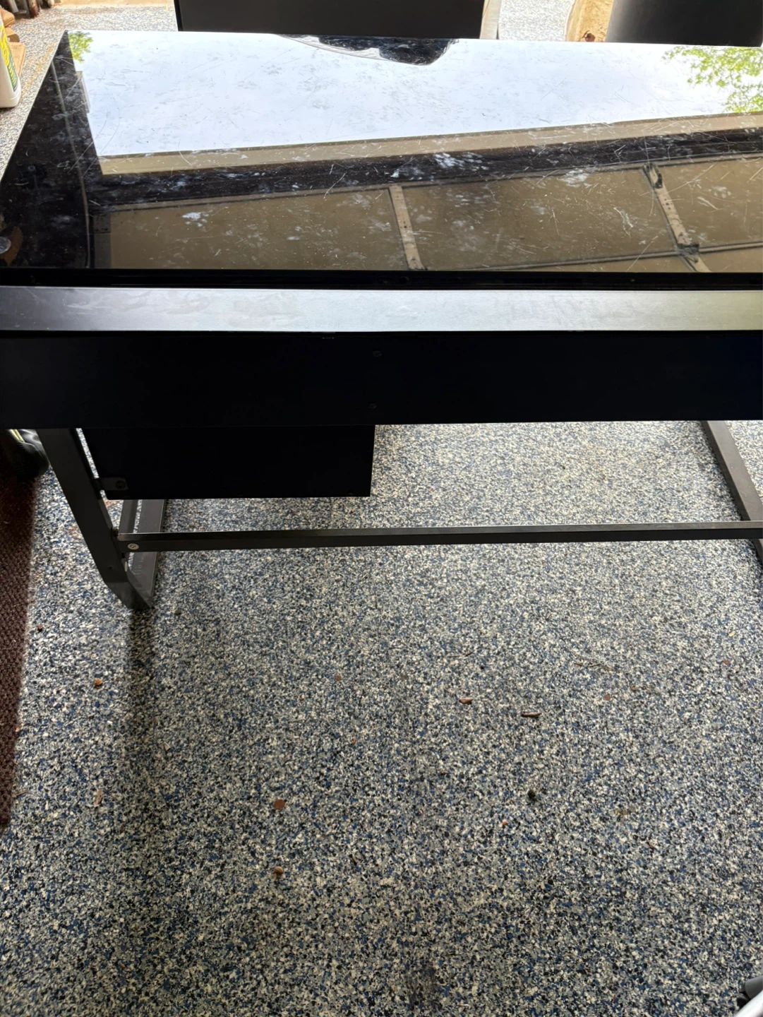 Black Glass Top Desk with Drawer - photo 3