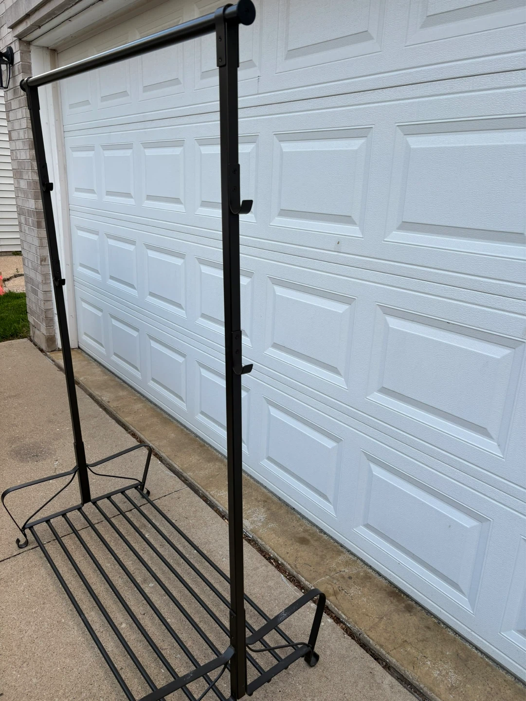Black/brown Metal Garment Rack with Shelf - photo 3