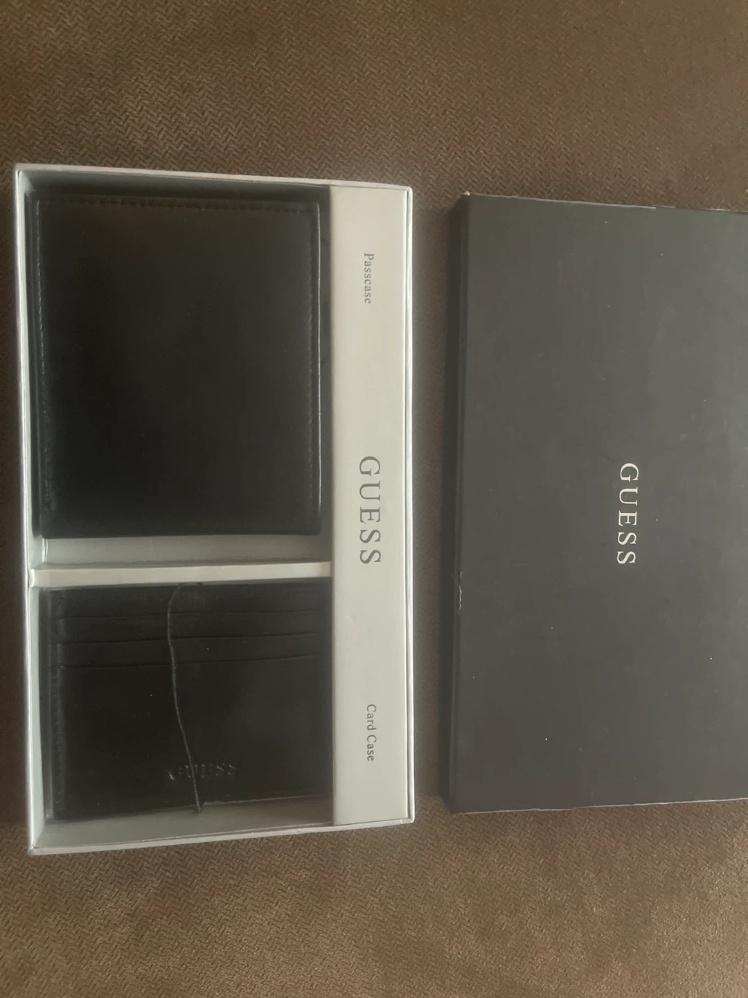 Guess Black Leather Passcase and Card Case Set