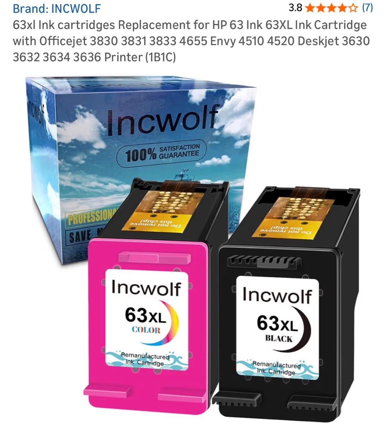 Incwolf 63XL Black and Color Ink Cartridges