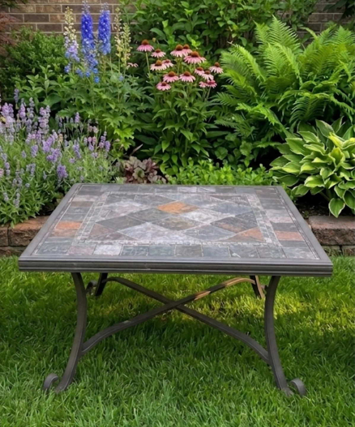 Outdoor Patio Set with Two Chairs and Tile-Top Table - photo 4
