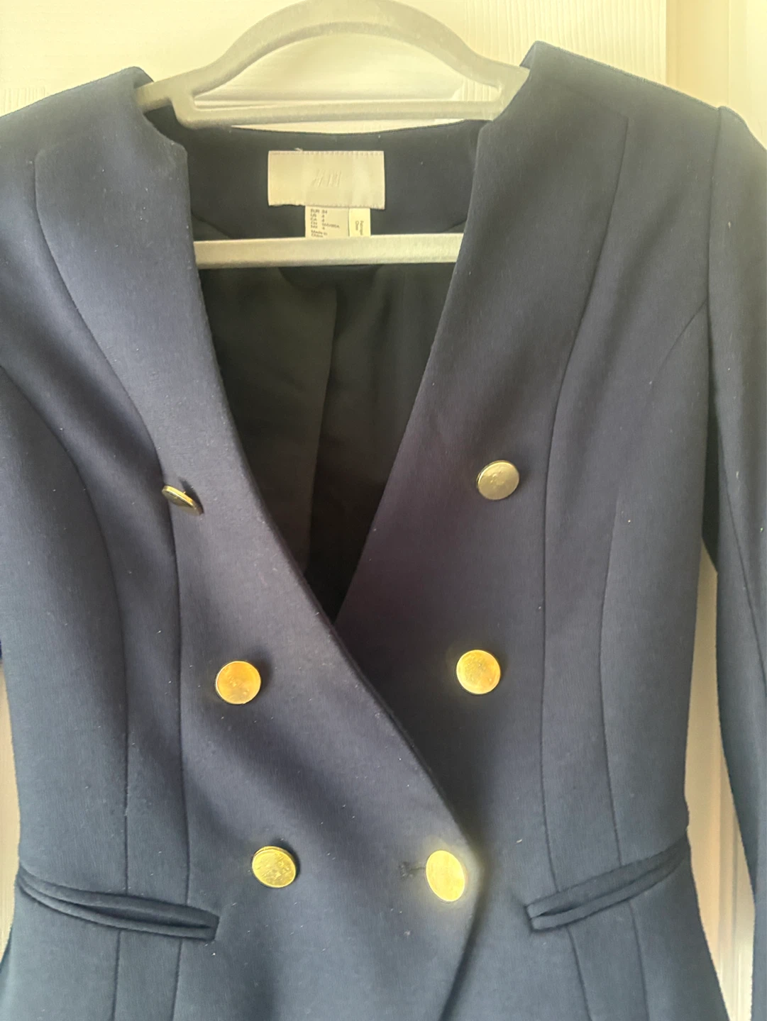 H&M Navy Double-Breasted Blazer with Gold Buttons - photo 2