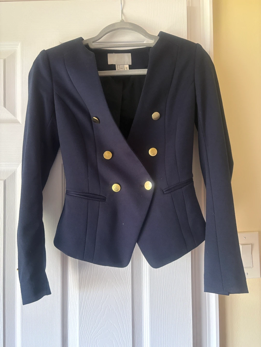 H&M Navy Double-Breasted Blazer with Gold Buttons