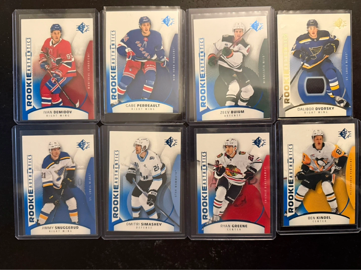 Collection of 7 Upper Deck SP Authentic Rookie Hockey Cards