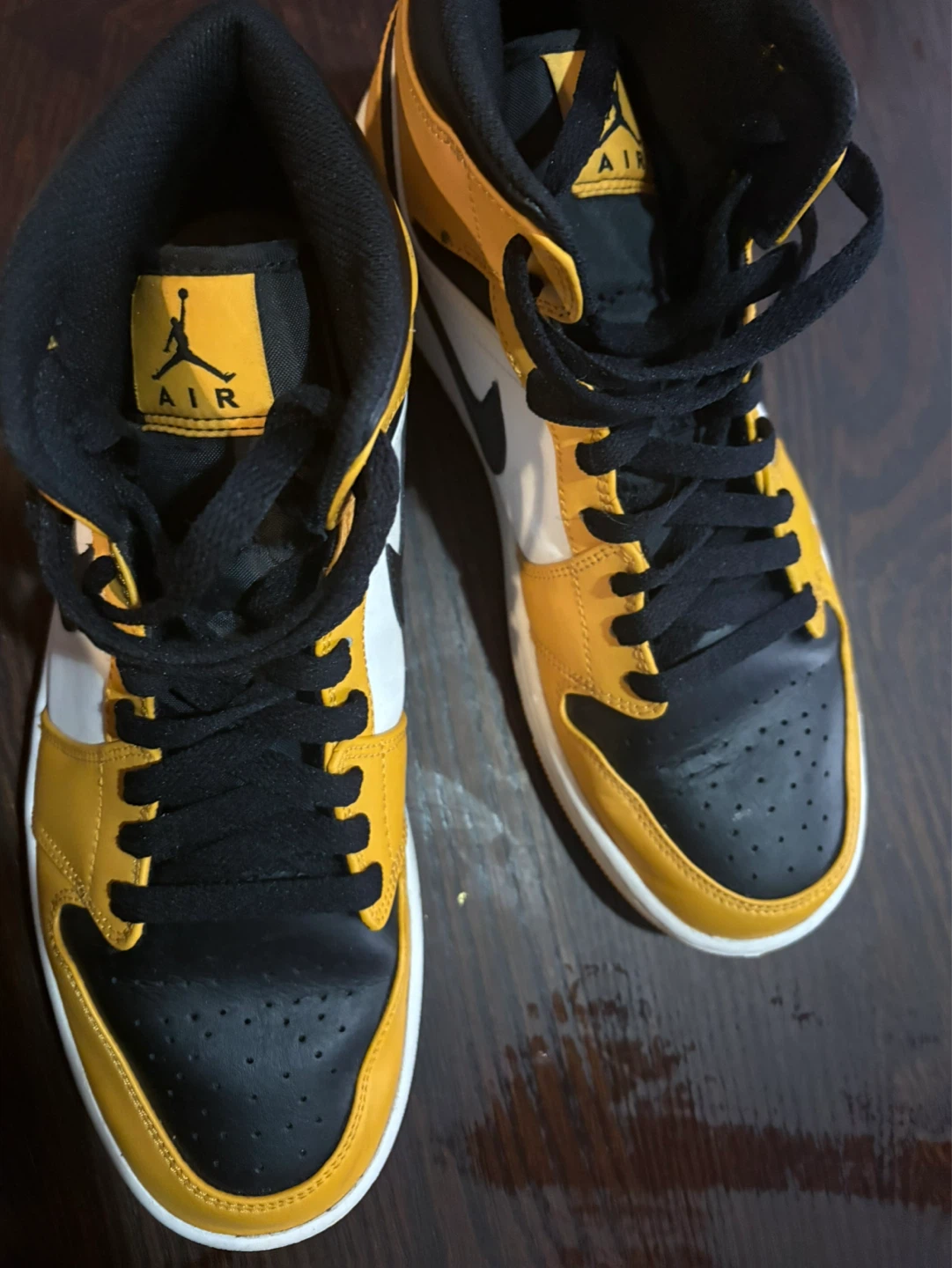 Air Jordan 1 Mid Yellow Black White High Top Sneakers US 10.5