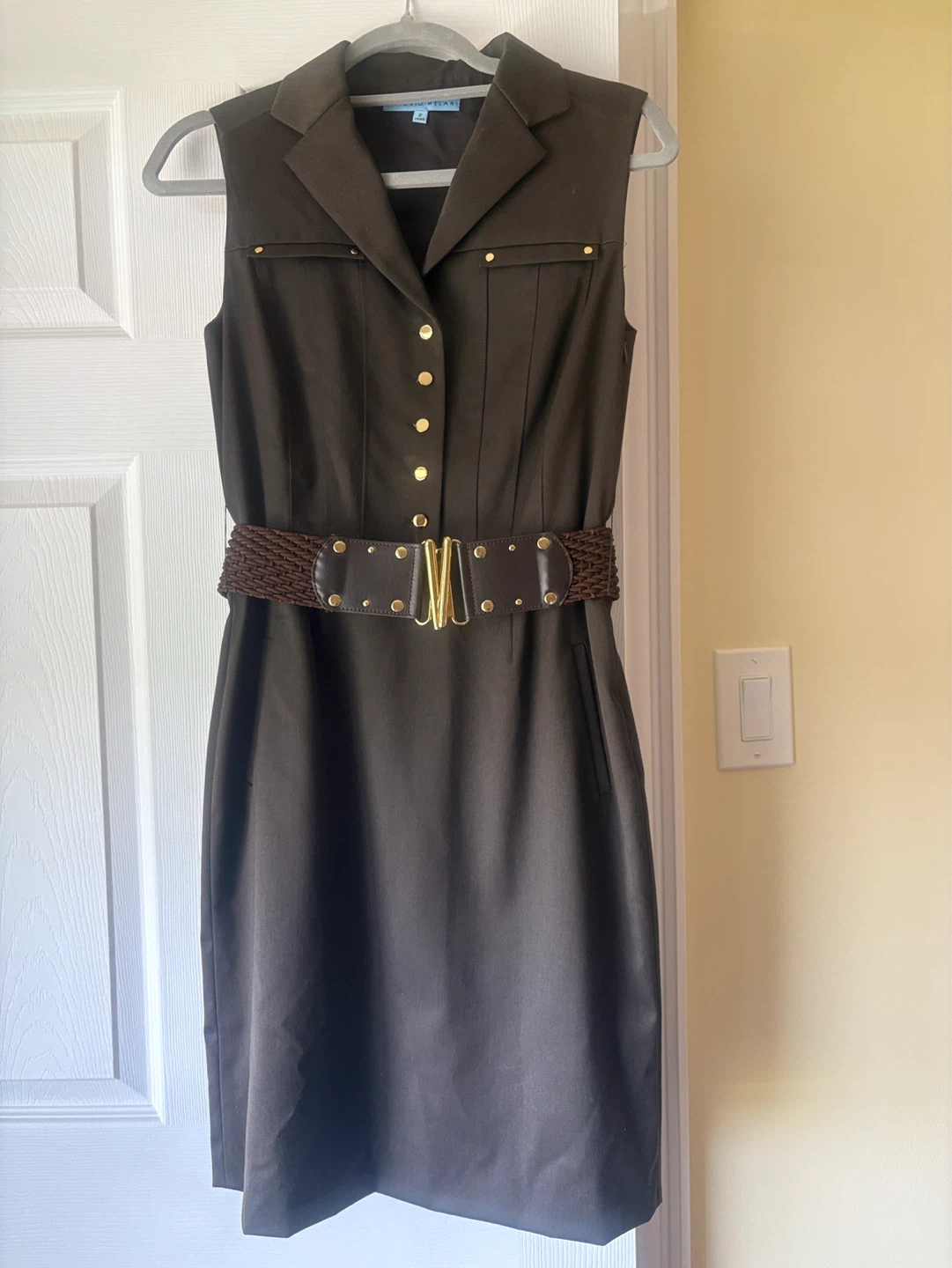 Eileen Fisher Sleeveless Button-Up Dress with Belt - Size 2