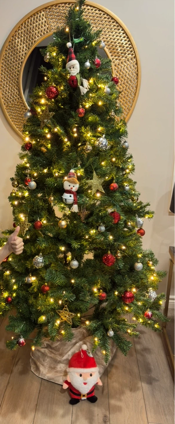 Artificial Christmas Tree with Ornaments and Santa Plush