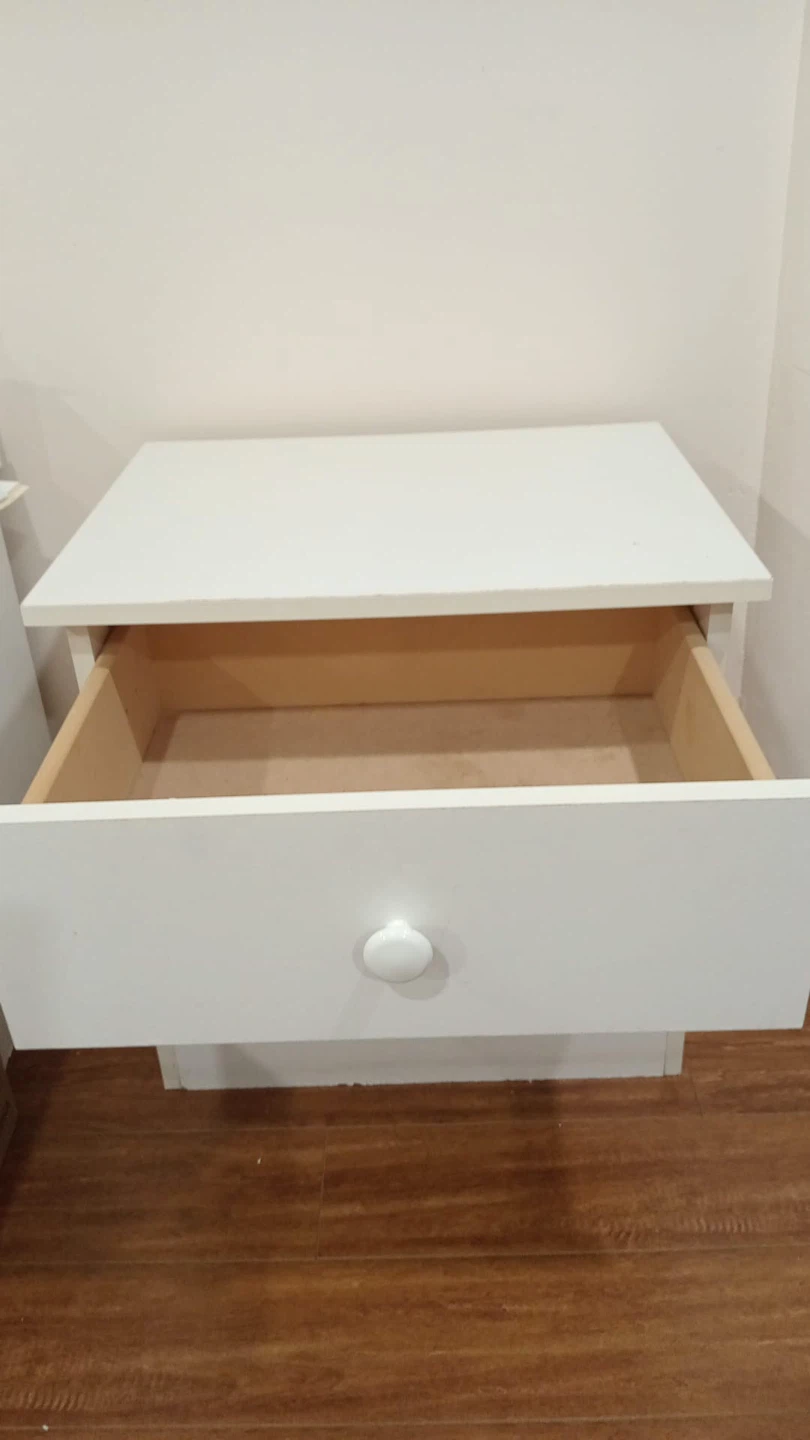 White Nightstand with Drawer and Shelf - photo 2