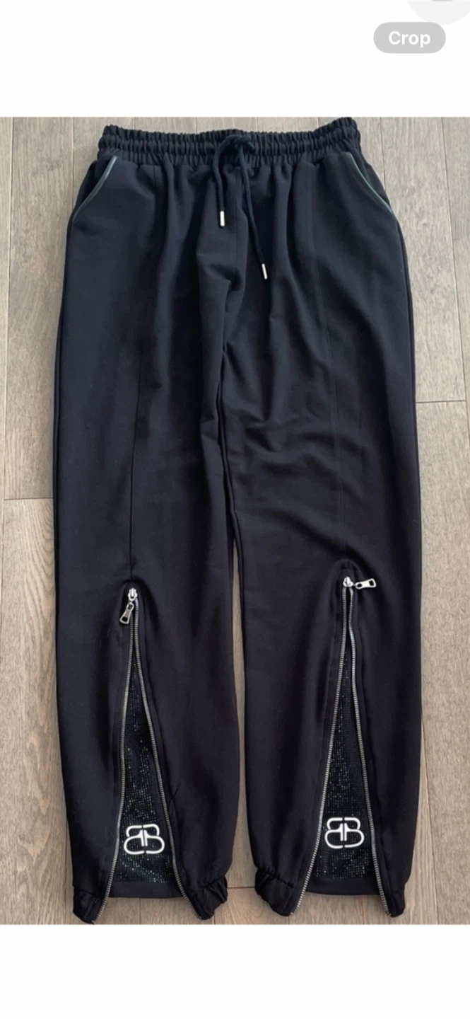 Bedussi Black Sequin Jogger Pants Size 42